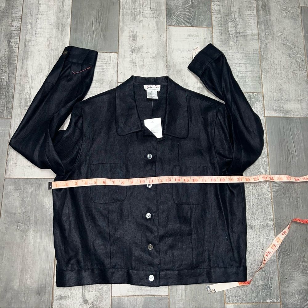 Vintage 90s Talbots Irish Linen Jacket Button Navy Blue Size 12 - Picture 6 of 8